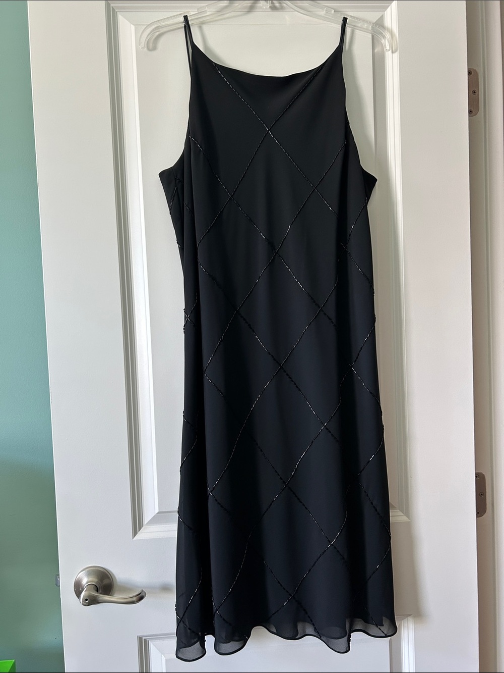 Jones New York Black Beaded Midi Slip Dress